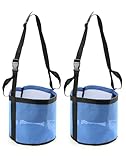 QWORK 2 Pack Horse Feed Bag for Grain - Durable Mesh Grain Feeder with Adjustable Strap, Comfortable Neck and Nose Pad Horse Muzzle Feed Bag, for Feeding Grain, Powder, Supplements, Blue