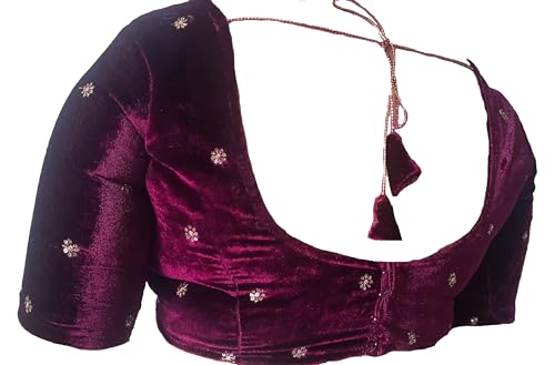 Image of Velvet Readymade Blouse for Women, Elegant, Comfortable, Stylish, Saree Choli Top, Traditional, Size S, M, L, XL, XXL