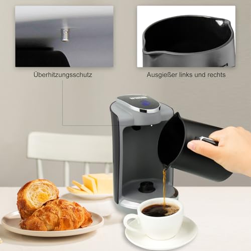 APOXCON Automatische Elektrische Türkische Kaffeemaschine für 4 Tassen – 400W Edelstahl-Heizplatte mit Trockenkochschutz (250 ml)​
