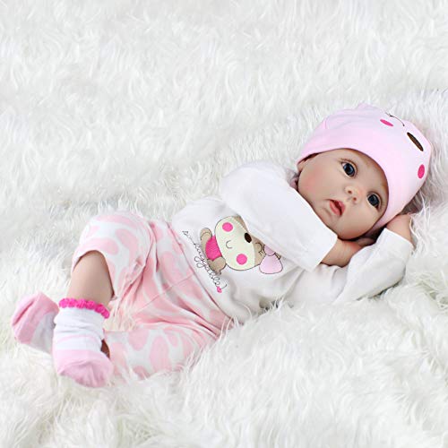 Scnbom 22inch 55cm Reborn Babys mädchen lebensechte babypuppen silikon Puppe wie echtes Toddler realistische doll Junge… – Bild 5