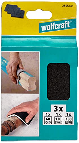wolfcraft 2895000 Schleifschwämme-Set 3-tlg. 98x123x10mm I ideal zum Konturenschleifen