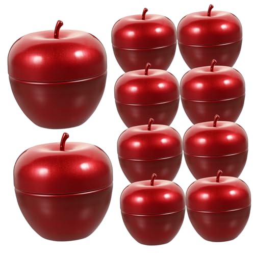 GALPADA 10 Latas De Almacenamiento Con Forma De Manzana Con Tapa Contenedor Para Fiestas Dulces Latas De Despensa Latas De Dulces Con Forma De Manzana Bocadillos Almacenamiento De