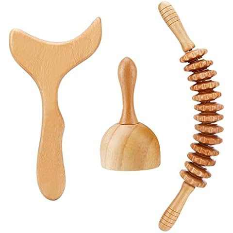 JUNRA 3 in 1 Wood Therapy Massage Tools, Wood Therapy Tools for Body Shaping, Maderoterapia Kit, Lymphatic Drainage Massager, Wooden Massage Roller, Anti-Cellulite Massager, Body Sculpting Tools Cover