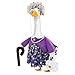 GJL Old Lady Porch Goose Outfits, Spring Summer Grandma Goose Clothes with Wig Glasses Pearl Necklace, Fits 23 Inch Cement Plastic Goose Statue for Outdoor Yard Garden Decor