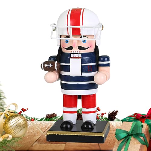 Ahuuen Christmas Nutcracker, Desktop Traditional Baseball Football Player Nutcracker Soldier Figurines 6 Inch, Wooden Christmas Ornaments for Holiday Bookshelf Desktop Fireplace Party Table - Image 7