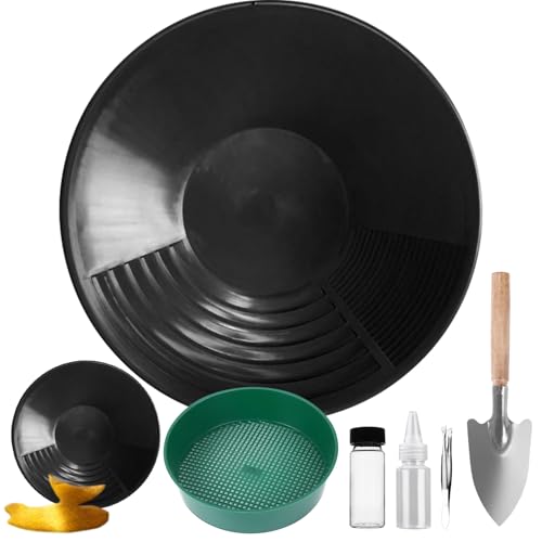 Ecoret-Pro Kit Batea Oro, Bateas para Buscar Oro, 38,5 x 8,5cm Bandeja de Oro para Minería, Kit de Bandeja de Lavado de Oro, para Minería y Prospección de Oro Sistema de Lavado de Oro Bandeja