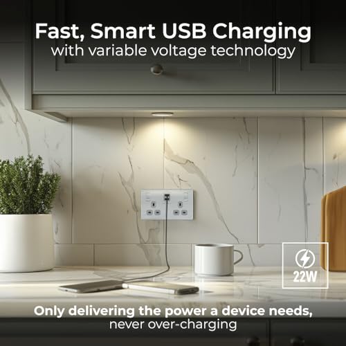Prise double interrupteur charge rapide USB C+A 22W BG Electrical - 2