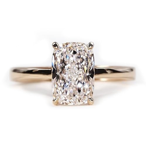 1-3 Carat Lab Grown Diamond Solitaire Ring IGI CERTIFIED Diamond Engagement Ring Elongated Cushion Cut (D Color VVS2-VS1 Clarity)