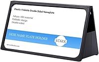 ECKEK Foldable Double-Sided Desk Name Plate Holder - Durable ABS Black Sign Stand 5.9x3.15in for Office Events
