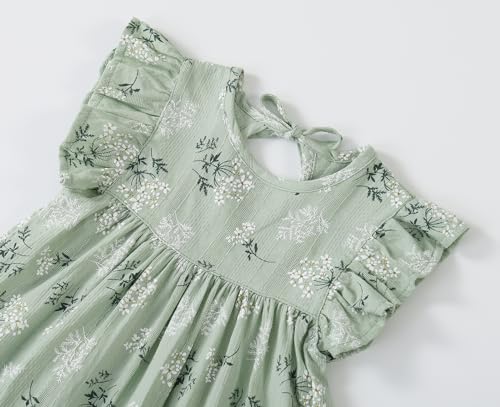 Toddler Dress Baby Girls Cotton Linen Ruffle Sleeve Tiered Swing Casual Summer Boho Dresses3