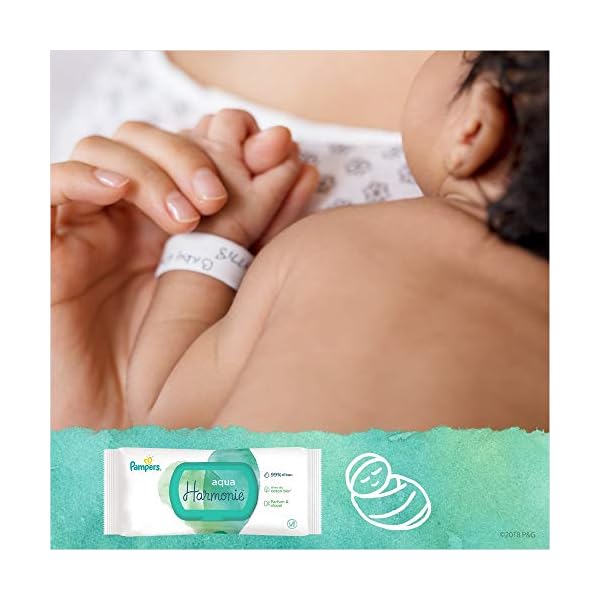 Pampers Aqua Harmonie Baby-Tücher, 864 Tücher (6 x 3 x 48), ohne Parfüm und Alkohol, mit 99% Wasser und pflanzlichen… – Bild 7