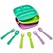 Re-Play Made in The USA Dinnerware Set - 3pk Divided Plates with Matching Utensils Set (Mermaid)