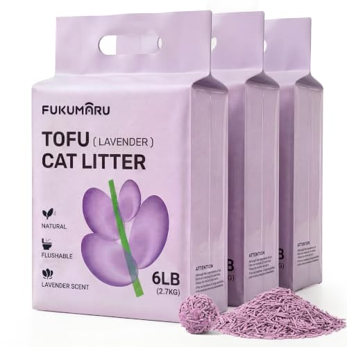 FUKUMARU litière tofu chat, lavande, agglomérante, 8,2 kg