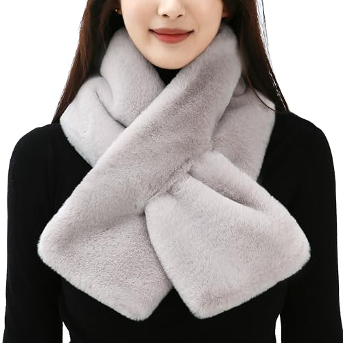 Dikoaina Women's Faux Fur Collar Scarf: A Versatile Faux Fur Scarves Neck Shrug for Fall and Winter Coat Dress