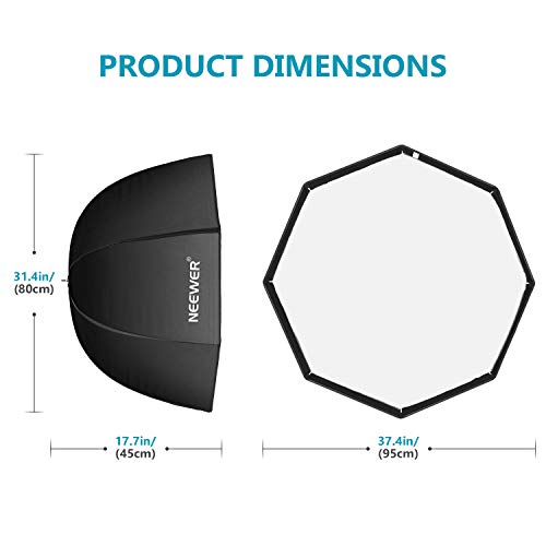 Neewer 37.5inches/95centimeters Octagon Softbox with Carrying Bag Compatible with Speedlite, Studio Flash, Portable Umbrella Soft Box for Photo Studio Portrait Product Photography