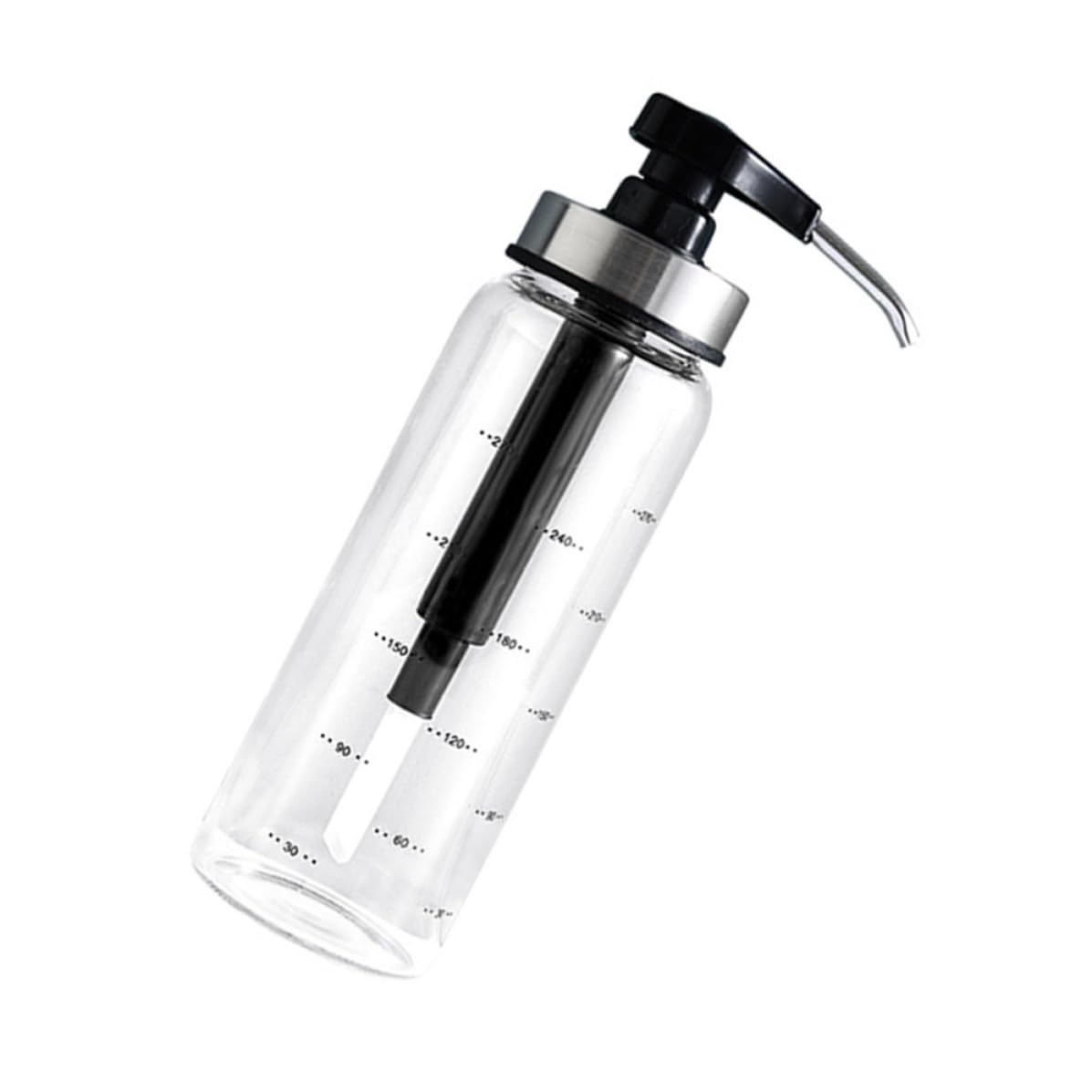 Beavorty Dispenser Marmellata in Vetro Pompa Dosatore in Acciaio Inox e Pp, Contenitore Ermetico da 300ml per Party e Conservazione in Armadio