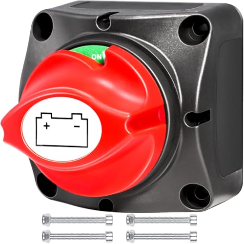 HOLMOL Batterie Trennschalter 12V 24V 48V 1 Stück Batterietrennschalter 12V Batterie Trennschalter Auto Hauptschalter 12 Volt Batterieschalter für Boot Marine LKW ATV Wohnmobil