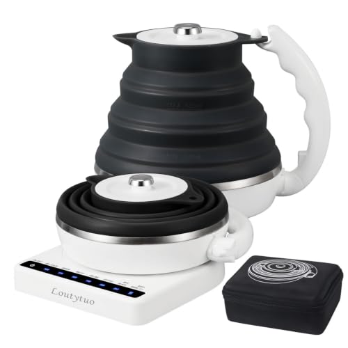 Image of Food Grade Silicone Electric Travel Kettle with Temperature Control, 0. 55L (Black)