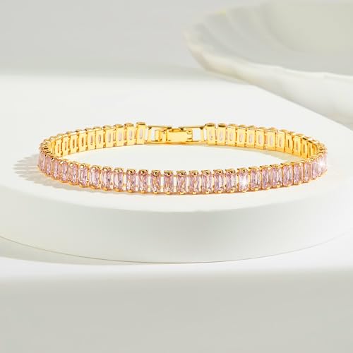 Fashion 5.0mm Zirconia 18K Gold Plated Bracelet|5.9-7.5in Multi-Size Classic Women's Tennis Bracelet3