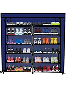 ROBMOB Multipurpose Foldable 12 Layer Metal Shoe Stand, Shoe Rack/Organiser for Home & Office (Dark Blue, Metal)