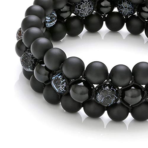 Jovivi Beads Chakra Bracelet Multi-Layer Matte Onyx Gemstone Black Obsidian Natural Yoga Beads Healing Energy Crystals Stretch Bracelets #TOP3