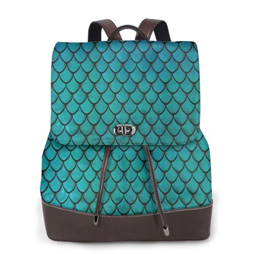 Sac à dos en cuir femme écailles de poisson bleu mode urbaine chic