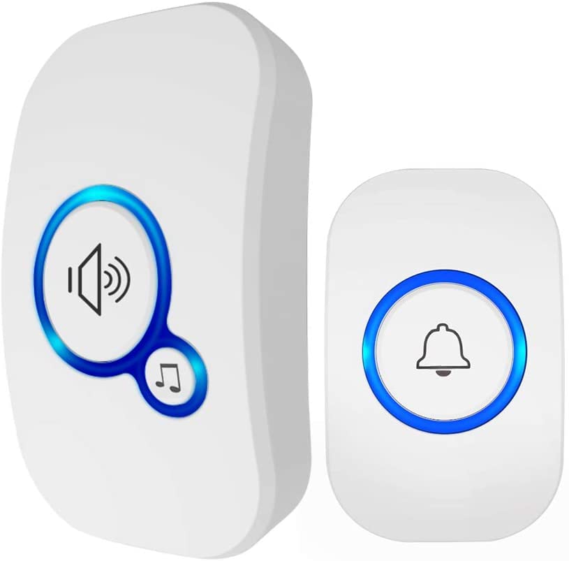 MitiFy Wireless Door Bell Chimes with 32 Different Tunes, LED Light, 1 Receiver and 1 Push Button - Special Tunes for Offices, Doctors, Operating at 500feet ( In Open Area ) Range, White.