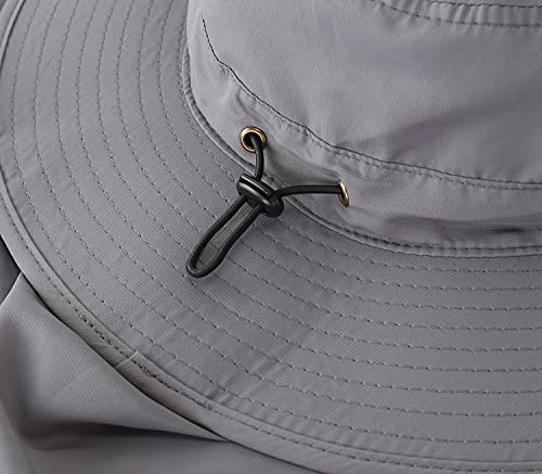 Image of Home Prefer UPF50 Mens Sun Hat with Neck Flap Quick Dry UV Protection Cap Womens Wide Brim Fishing Hat Neck Flap Beach Garden