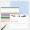 Thank You Cards and Envelopes Stationery Set for Children, Double Sided Fill in The Blank Thank You Notes for Kids, Printed on The Back with Bright Rainbow Colors (Thin Stripe with Red Text) #3