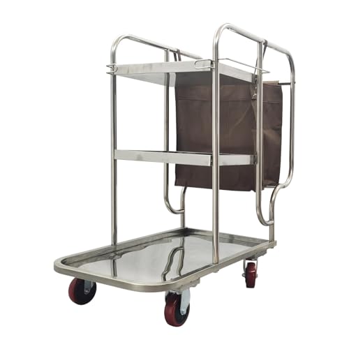 Image of INTBUYING 3 Shelf Janitor Cart Stainless Steel Janitor Cart with Cloth Bag and Mute Wheel