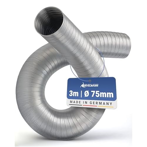 Intelmann® Alu-Flexrohr Ø 75 mm x 3 m – Reinaluminium, flexibel, temperaturbeständig, nicht brennbar, Made in Germany