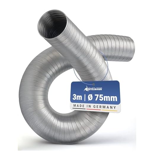 Intelmann® Alu-Flexrohr Ø 75 mm x 3 m – Reinaluminium, flexibel, temperaturbeständig, nicht brennbar, Made in Germany