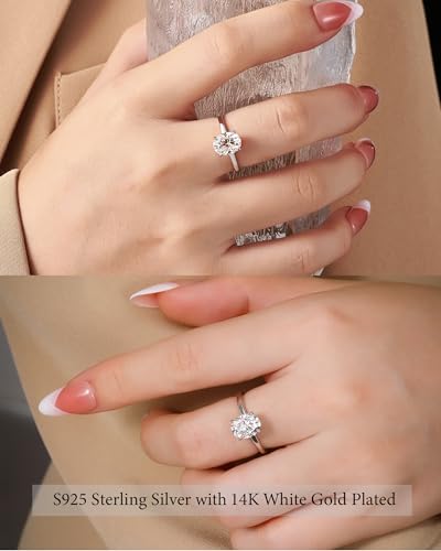 1.5 2 3 Carat Moissanite Rings For Women Oval Moissanite Engagement Ring 18K Gold Plated 925 Sterling Silver Promise Rings for Women3