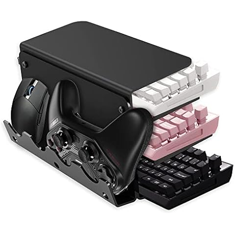 Acrylic Keyboard Mouse Storage Rack, 3-Tier Keyboard Display Stand,Acrylic Frame Holder Stand, Gaming Keyboard Plate Holder Keyboard Mouse Handle Desktop Storage Rack (Acrylic Black) Cover