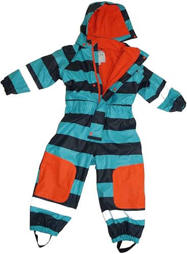 MAYLYNN Schneeanzug Regenoverall Regenanzug Blau, warm gefüttert mit dicken Fleece Futter, Größe:86