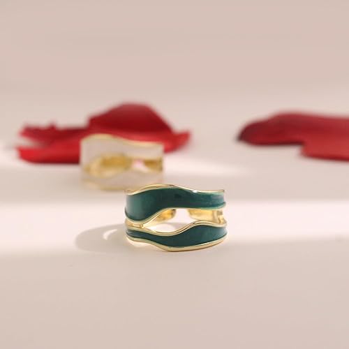 Miniatura 8 de Colorido anillo de esmalte ajustable para mujer, chapado en oro, irregular y elegante, juego de anillos de dedo de la amistad para mujer