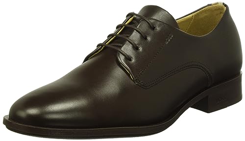 Image of BOSS Mens Colby Derb Leather Derby Shoes with Signature Trims Size