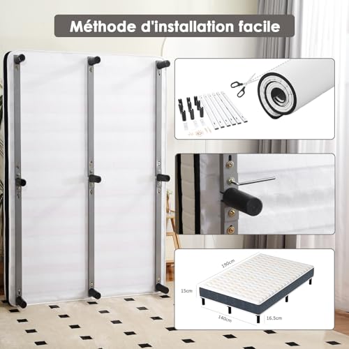 Matelas + Sommier 140x190 7 zones mémoire - TEENO