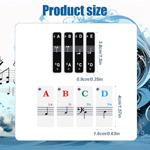 Piano Keyboard Stickers, Klaviernoten Aufkleber, Klavier Keyboard Aufkleber Für 88/61/54/49 Tasten, Transparenter Und Entfernbarer Pianokey-Aufkleber Für Anfänger, Bunt