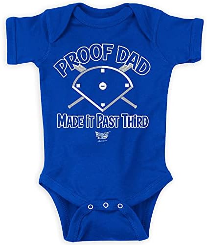 Rookie Wear by Smack Apparel Los Angeles Baseball Fans. Proof Dad Made It Past Third Royal Onesie (Onesie, 12 Month)