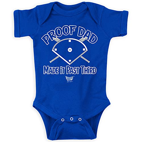 Rookie Wear By Smack Apparel Los Angeles Baseball Fans. Proof Dad Made It Past Third Royal Onesie (Onesie, 12 Month) #TOP3