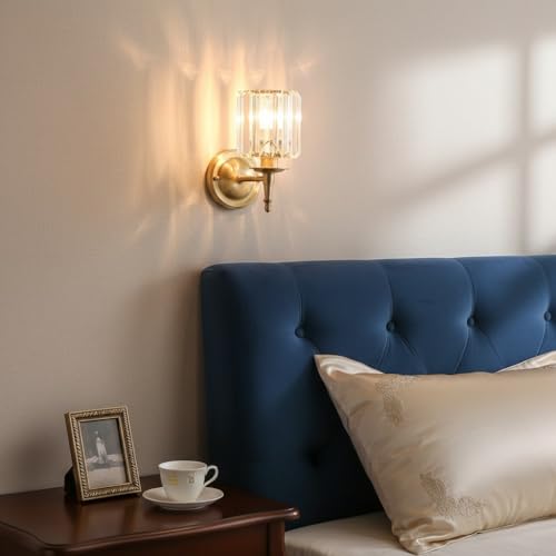 Lampara de pared de cristal K9 elimina sombras molestas aplique dorado moderno para espejo 3