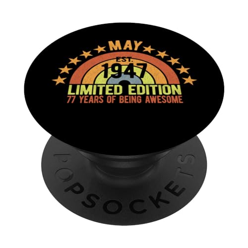 Vintage 77 Cumpleaños Edición Limitada 77 Años Nacidos Mayo 1947 PopSockets PopGrip Intercambiable