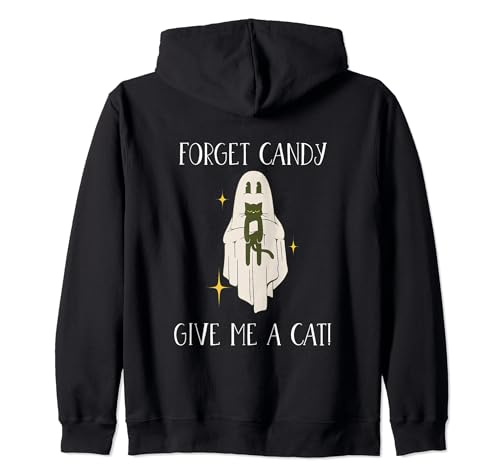 Ghost Boo con un gato negro lindo, olvídate de Candy, dame un gato Sudadera con Capucha