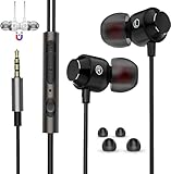 【2023秋 イヤホン3.5mm 有線 マイク付き リモコン付き ヘッドホン コンパクト ノイズ遮断 重低音 クリア通話 音漏れ防止 カナル型 磁気 マグネット式Android/iPhone/PC多機種対応 イヤフォン(黒)