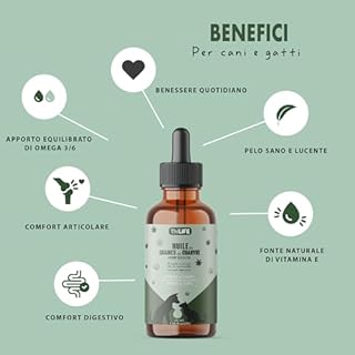 THILIFE Olio Vegetale Omega 3 6 9 Spremuto a Freddo per Cani e Gatti Adulti, Mangime Complementare, Flacone da 30 ml, Fonte di Vitamina E, Prodotto in Francia