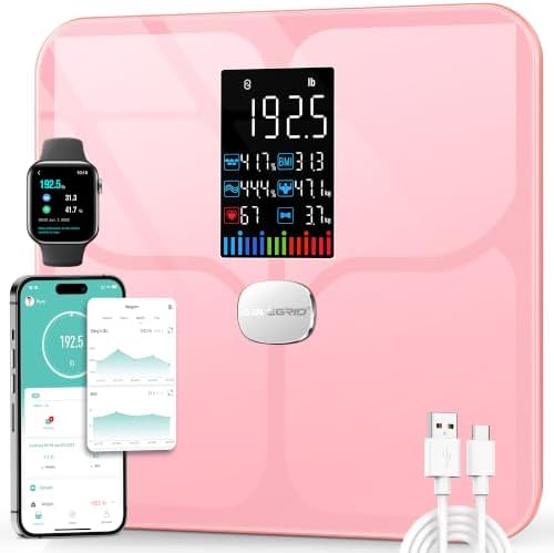 ABLEGRID Smart Bathroom Scale for Body Weight and Fat, Rechargeable