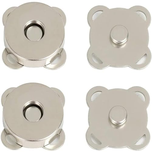 Evaluemart Pack of 5 Pcs Magnet Button, Clasps, Snaps, Fasteners for Purse, Bags, Clothes and DIY Sewing, and Craft Projects- Silver 20mm