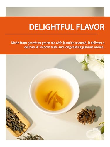 Image of TeeLux Jasmine Green Tea Loose Leaf, Premium Jasmine Chun Hao, 8.8 oz