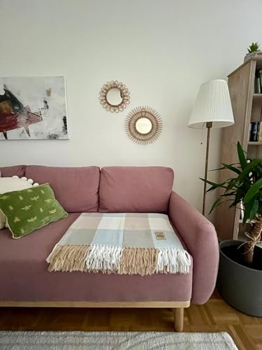 Plaid en alpaga contre le froid couverture de canapé patchwork beige et crème